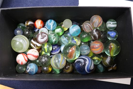A collection of glass marbles
